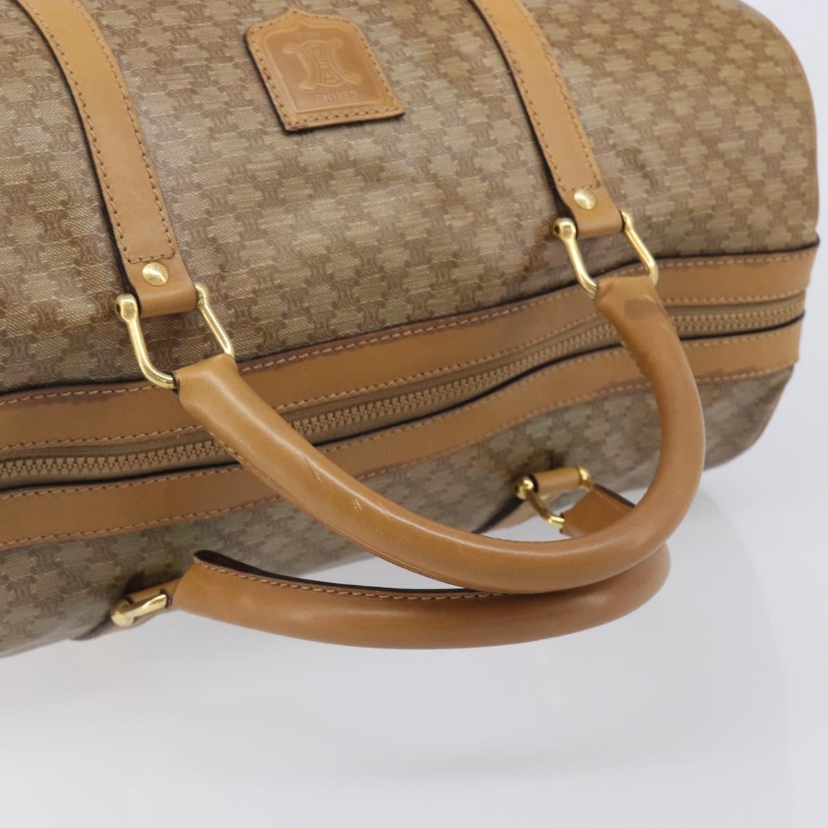 CELINE Macadam Boston Bag PVC Beige Gold Tone Auth 209796
