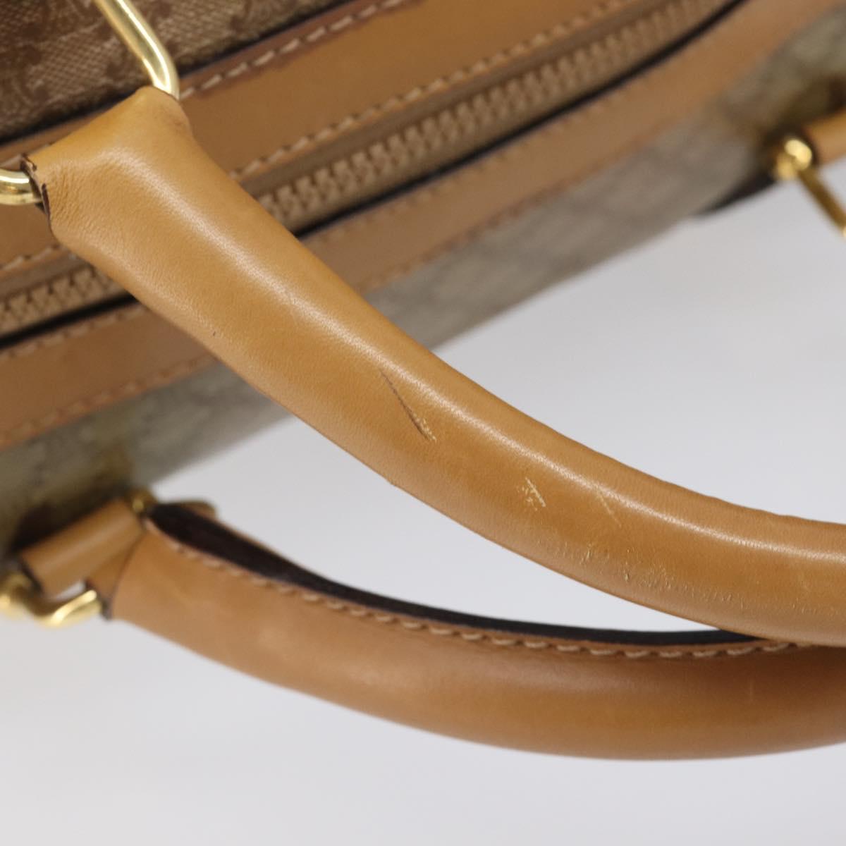 CELINE Macadam Boston Bag PVC Beige Gold Tone Auth 209796