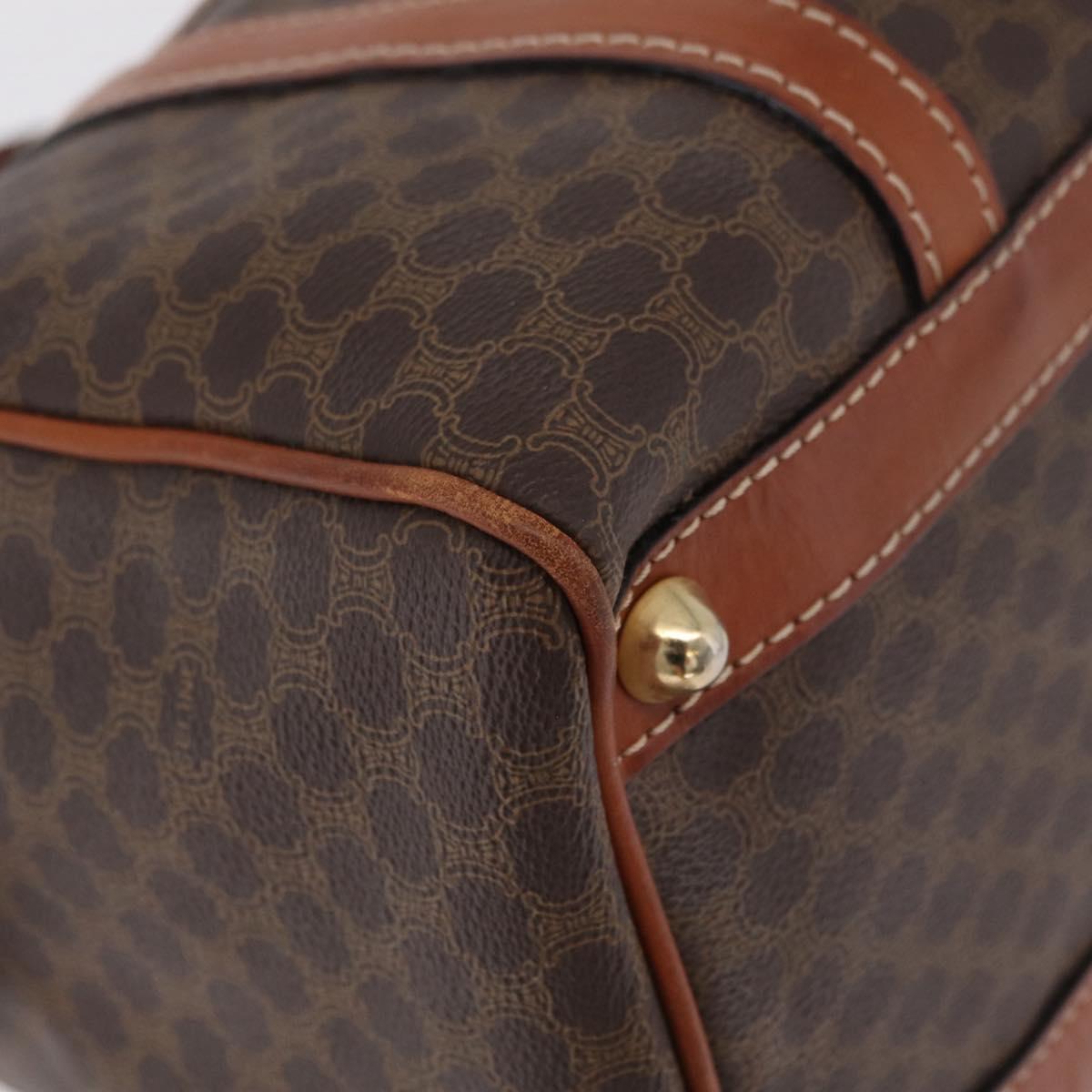 CELINE Macadam Boston Bag PVC Brown Gold Tone Auth 209797