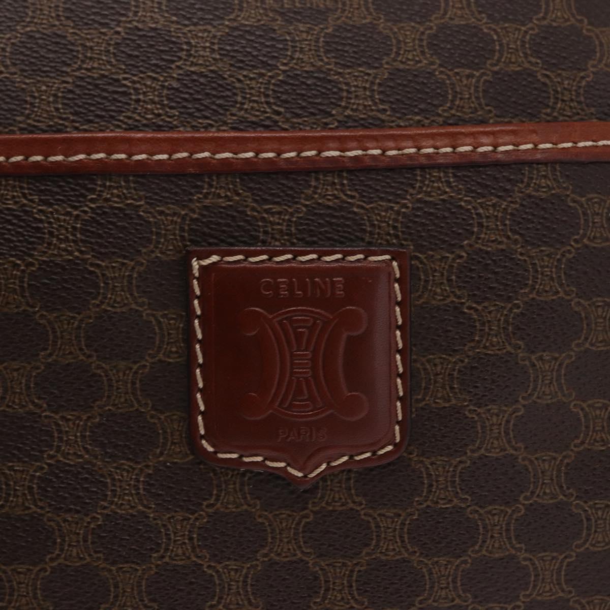 CELINE Macadam Boston Bag PVC Brown Gold Tone Auth 209797