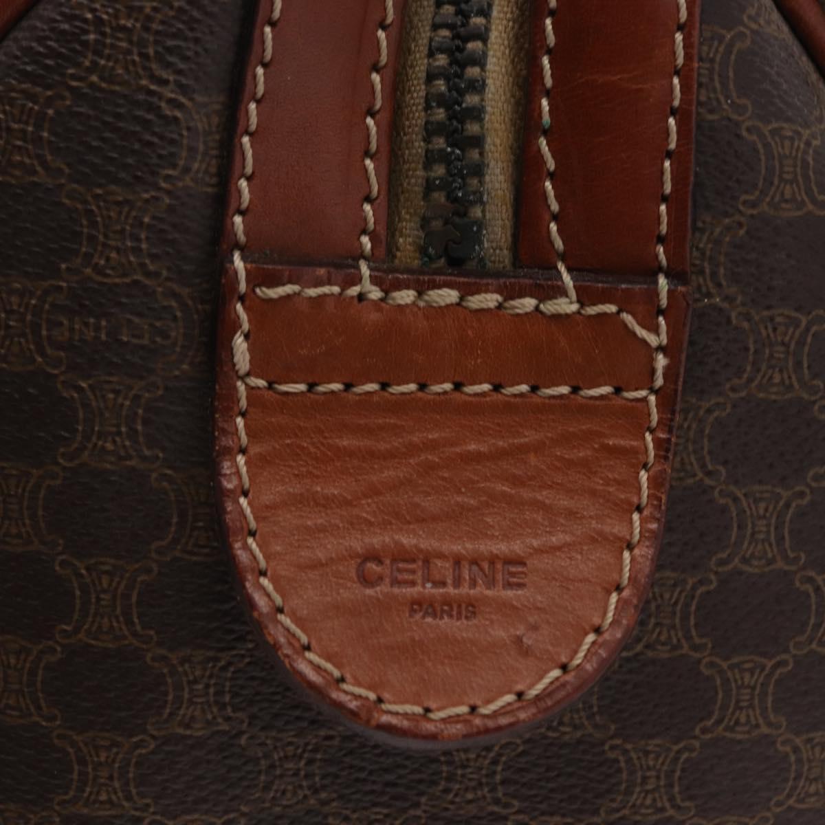 CELINE Macadam Boston Bag PVC Brown Gold Tone Auth 209797