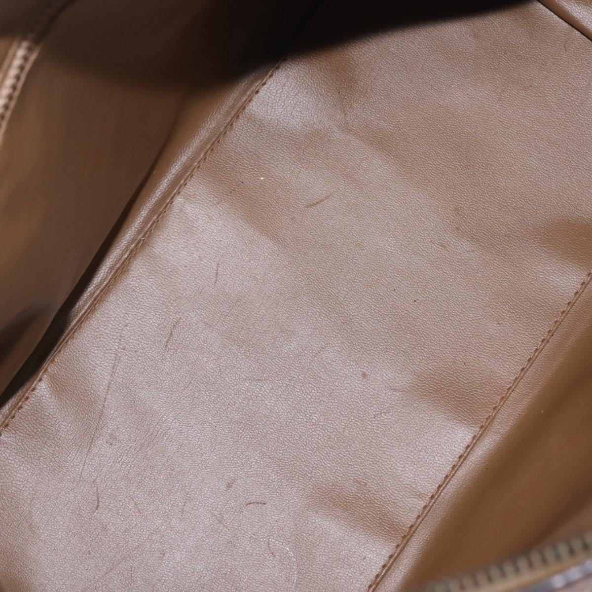 CELINE Macadam Boston Bag PVC Brown Gold Tone Auth 209797