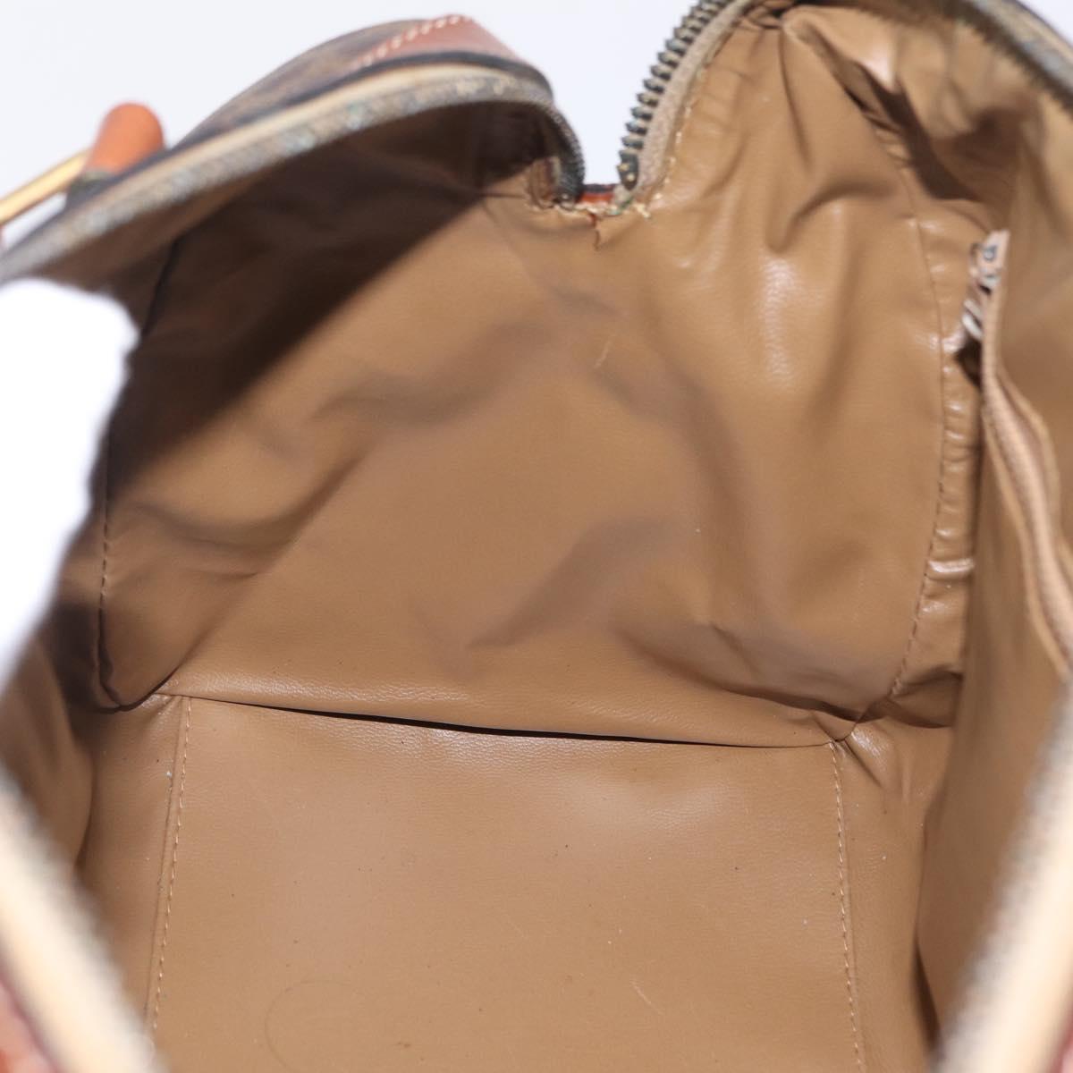 CELINE Macadam Boston Bag PVC Brown Gold Tone Auth 209797