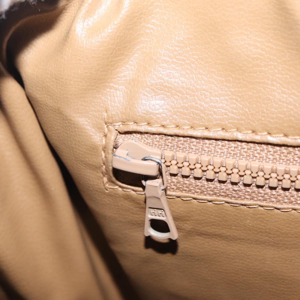 CELINE Macadam Boston Bag PVC Brown Gold Tone Auth 209797