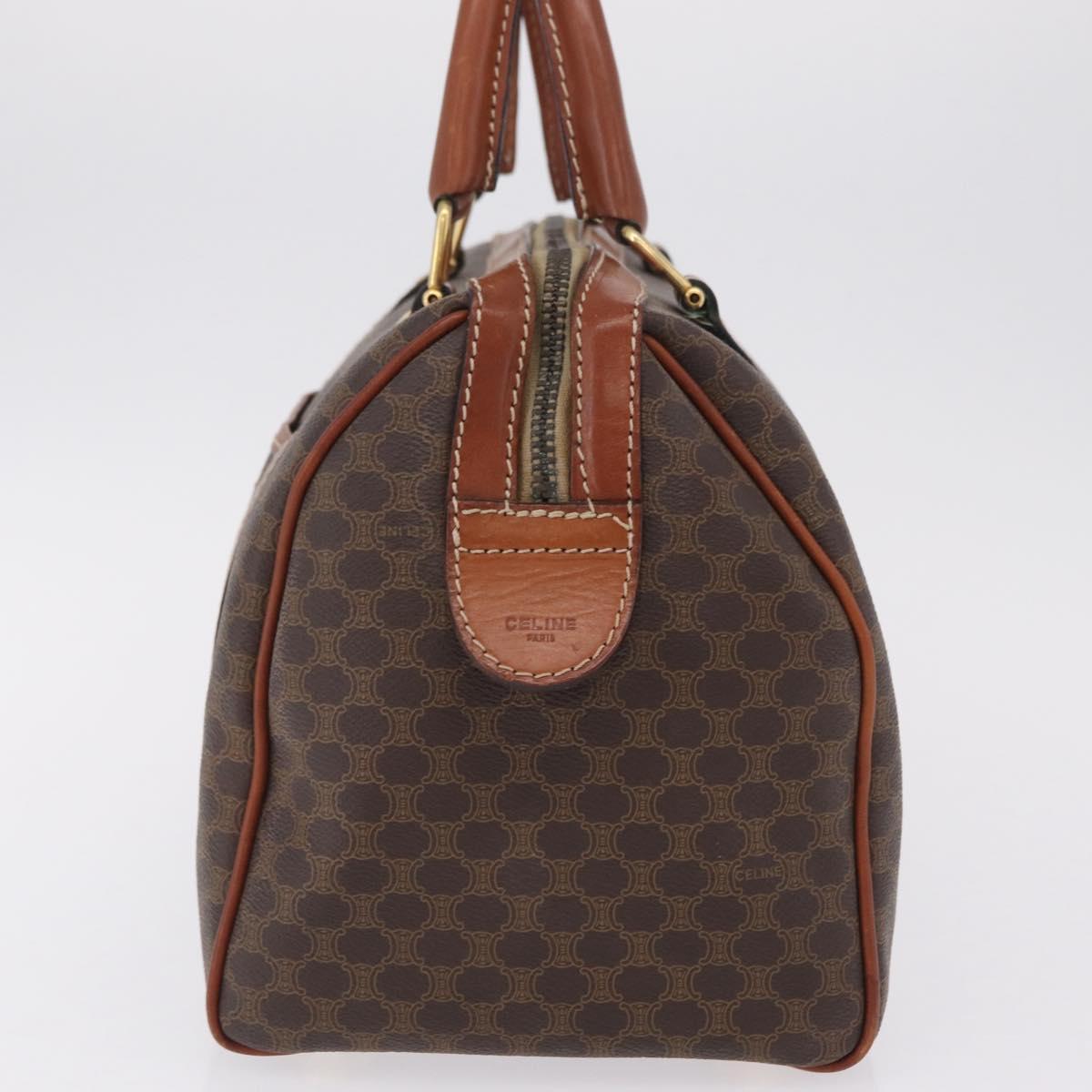 CELINE Macadam Boston Bag PVC Brown Gold Tone Auth 209797