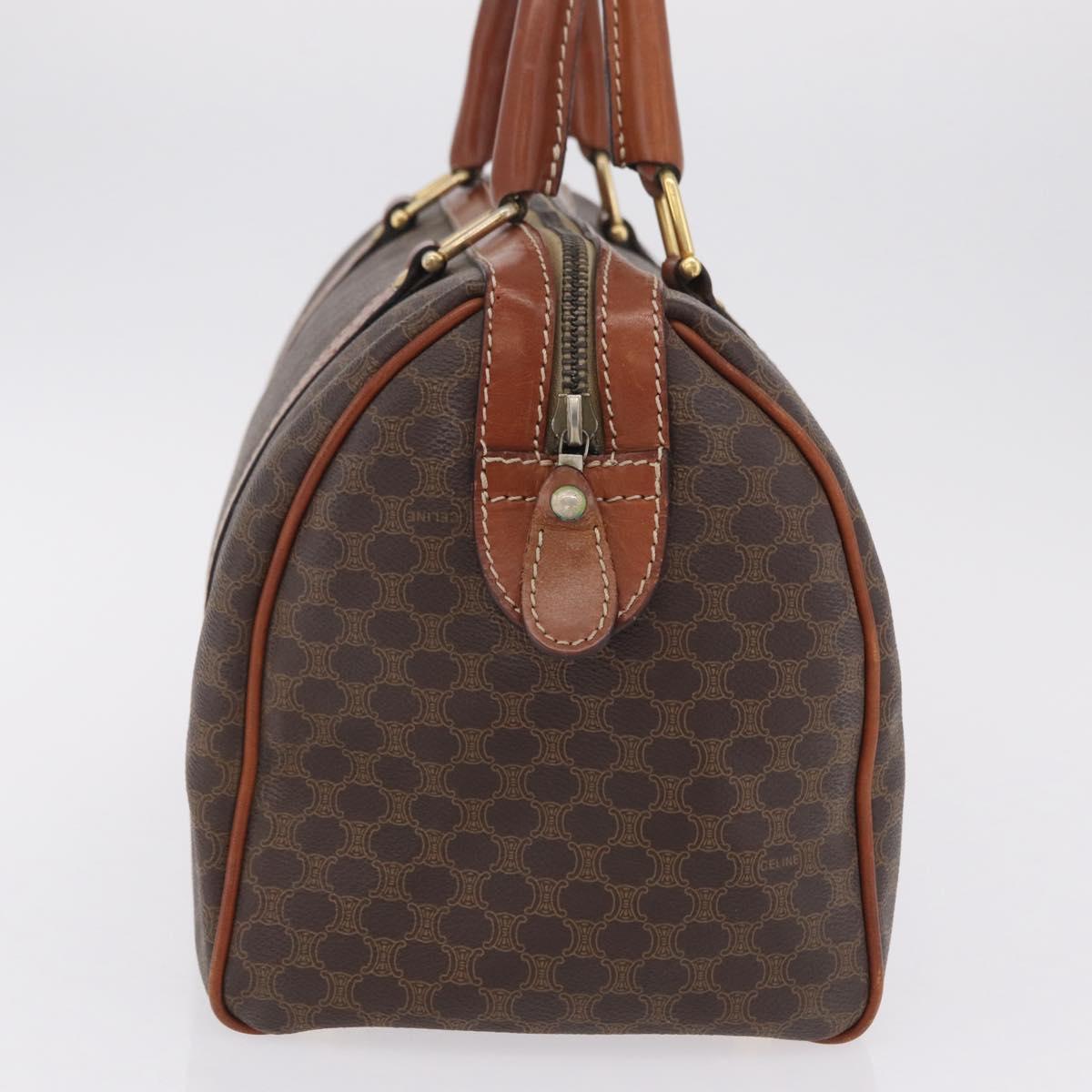 CELINE Macadam Boston Bag PVC Brown Gold Tone Auth 209797
