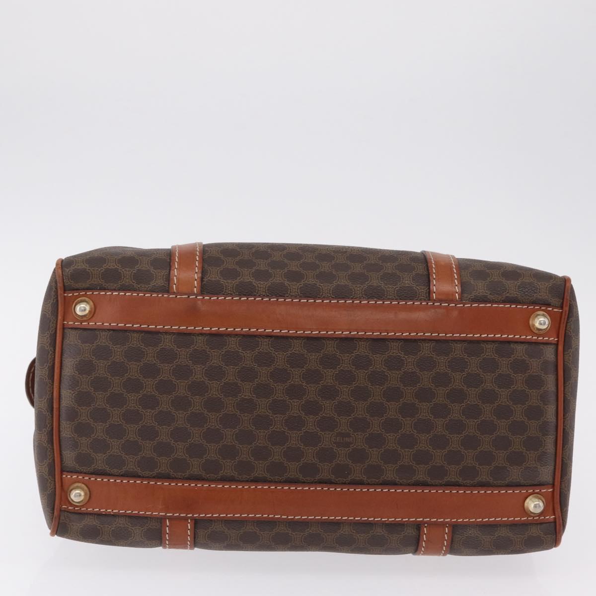 CELINE Macadam Boston Bag PVC Brown Gold Tone Auth 209797