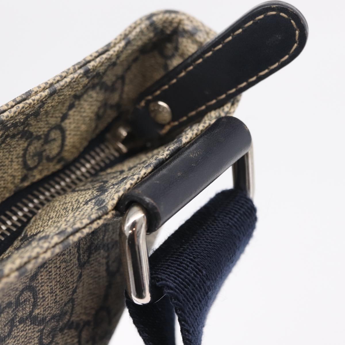 GUCCI GG Supreme Shoulder Bag PVC Navy Silver 201446 Auth 209799A