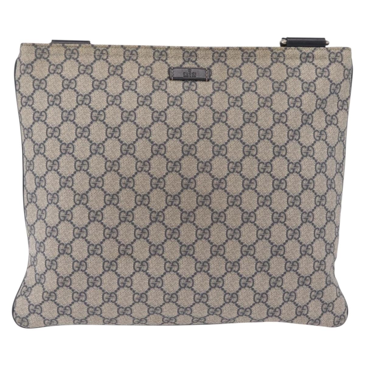GUCCI GG Supreme Shoulder Bag PVC Navy Silver 201446 Auth 209799A
