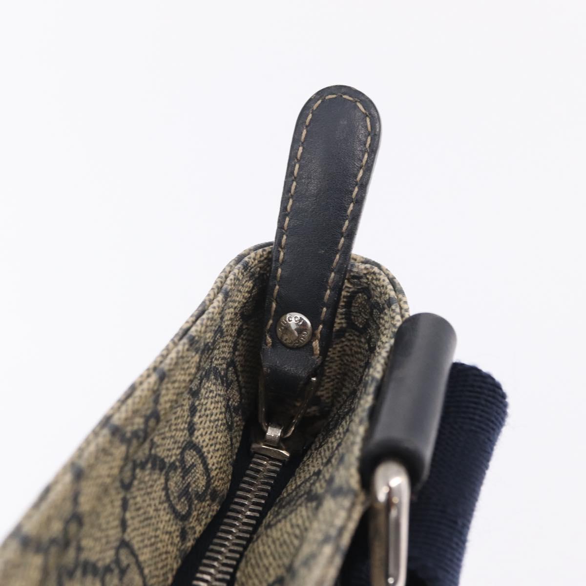 GUCCI GG Supreme Shoulder Bag PVC Navy Silver 201446 Auth 209799A