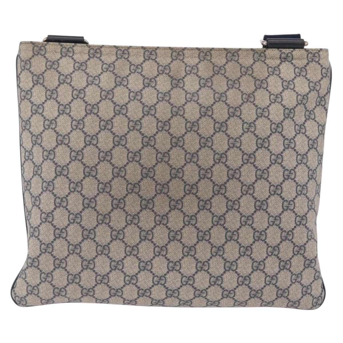 GUCCI GG Supreme Shoulder Bag PVC Navy Silver 201446 Auth 209799A