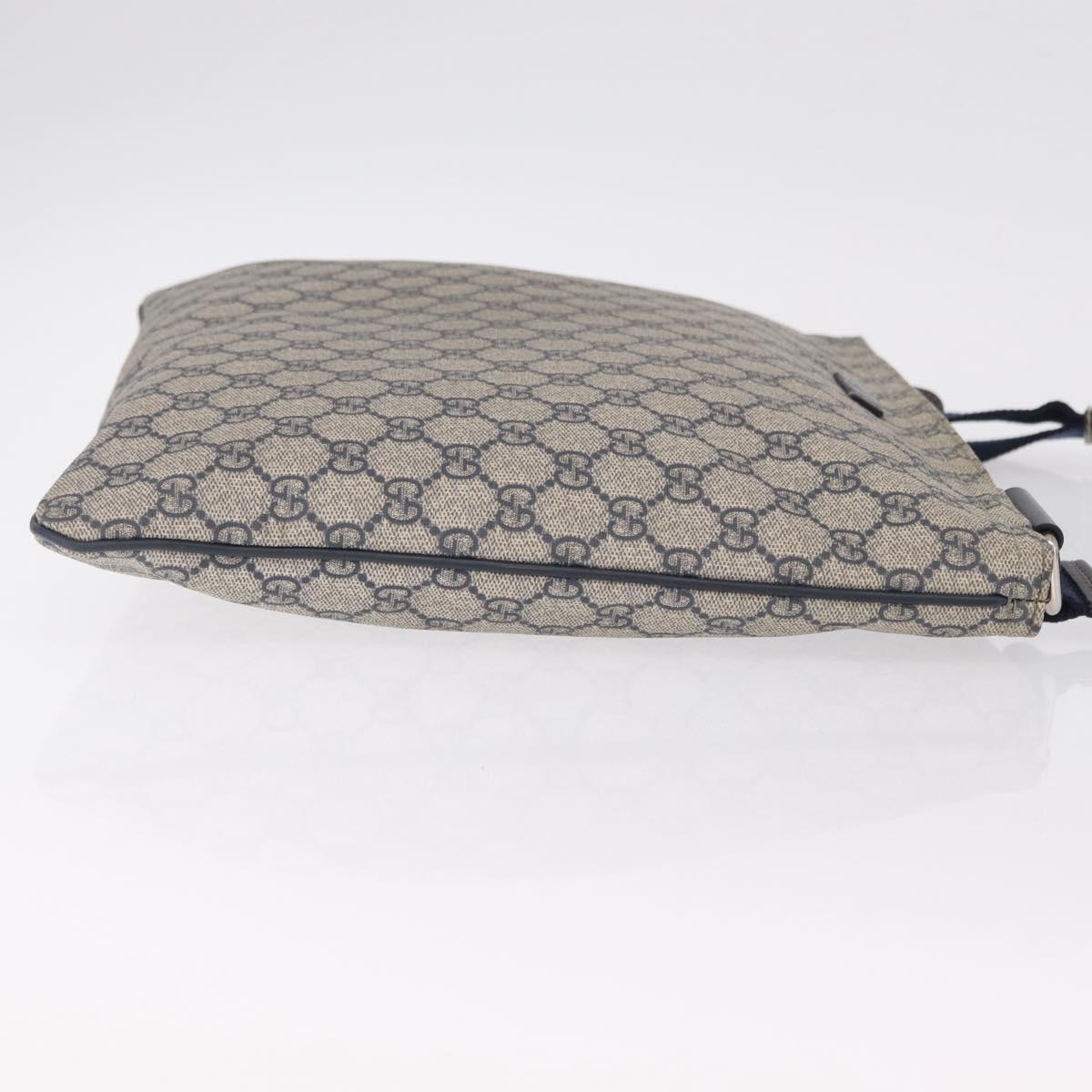 GUCCI GG Supreme Shoulder Bag PVC Navy Silver 201446 Auth 209799A