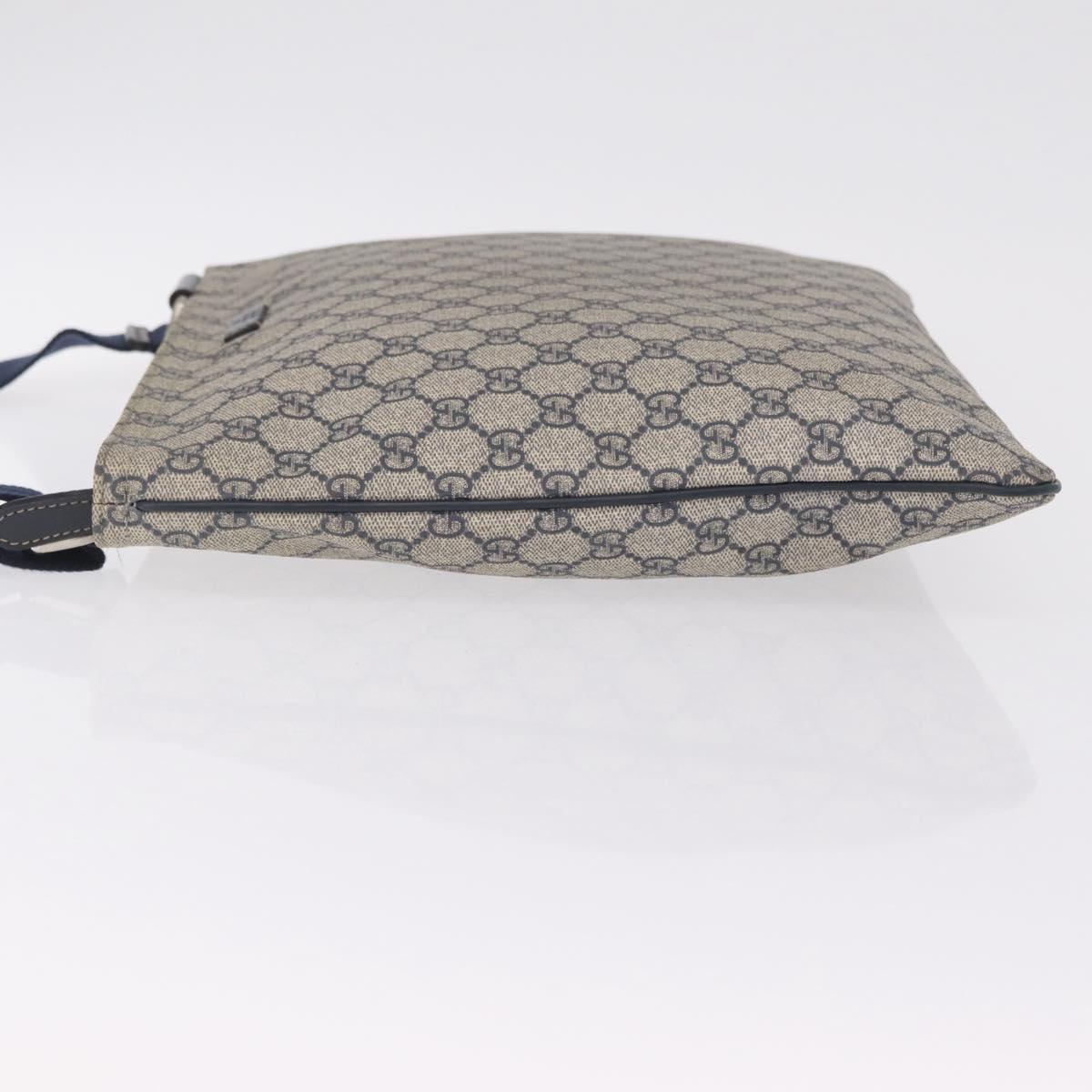 GUCCI GG Supreme Shoulder Bag PVC Navy Silver 201446 Auth 209799A