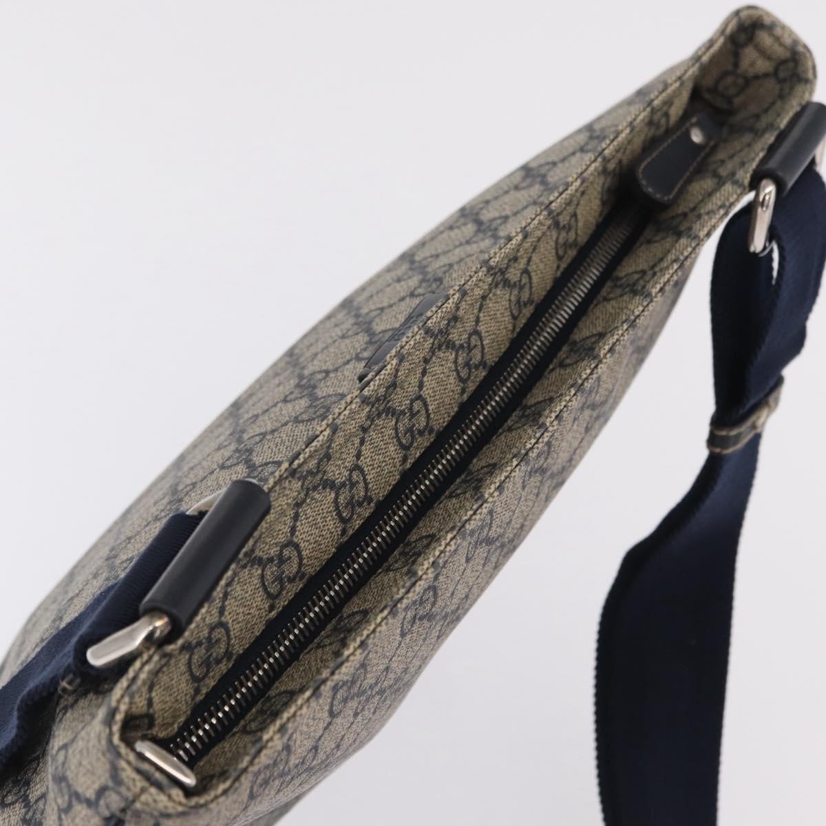 GUCCI GG Supreme Shoulder Bag PVC Navy Silver 201446 Auth 209799A