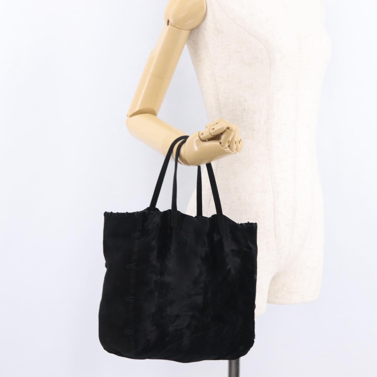 PRADA Hand Bag Velor Black Auth 209800A