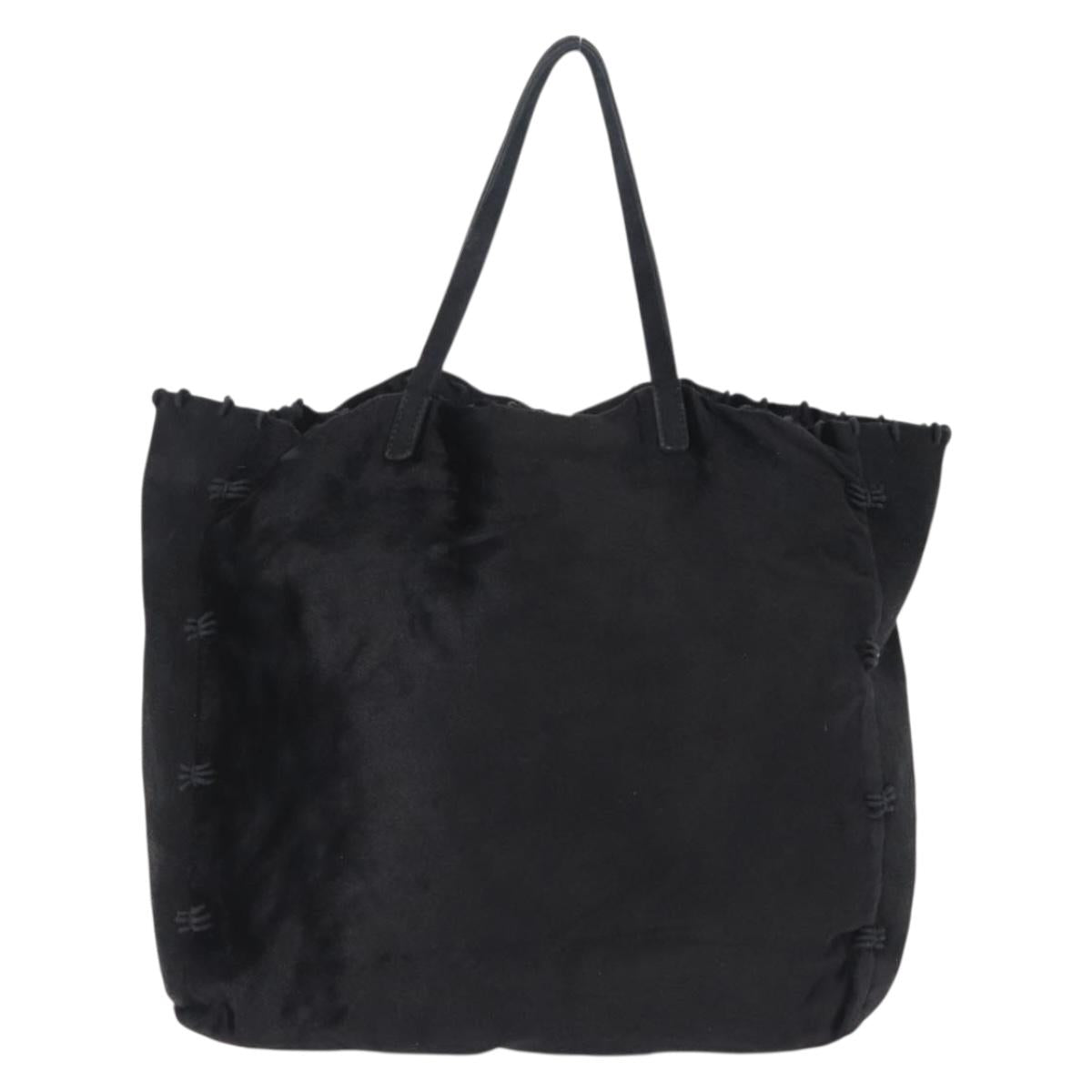 PRADA Hand Bag Velor Black Auth 209800A