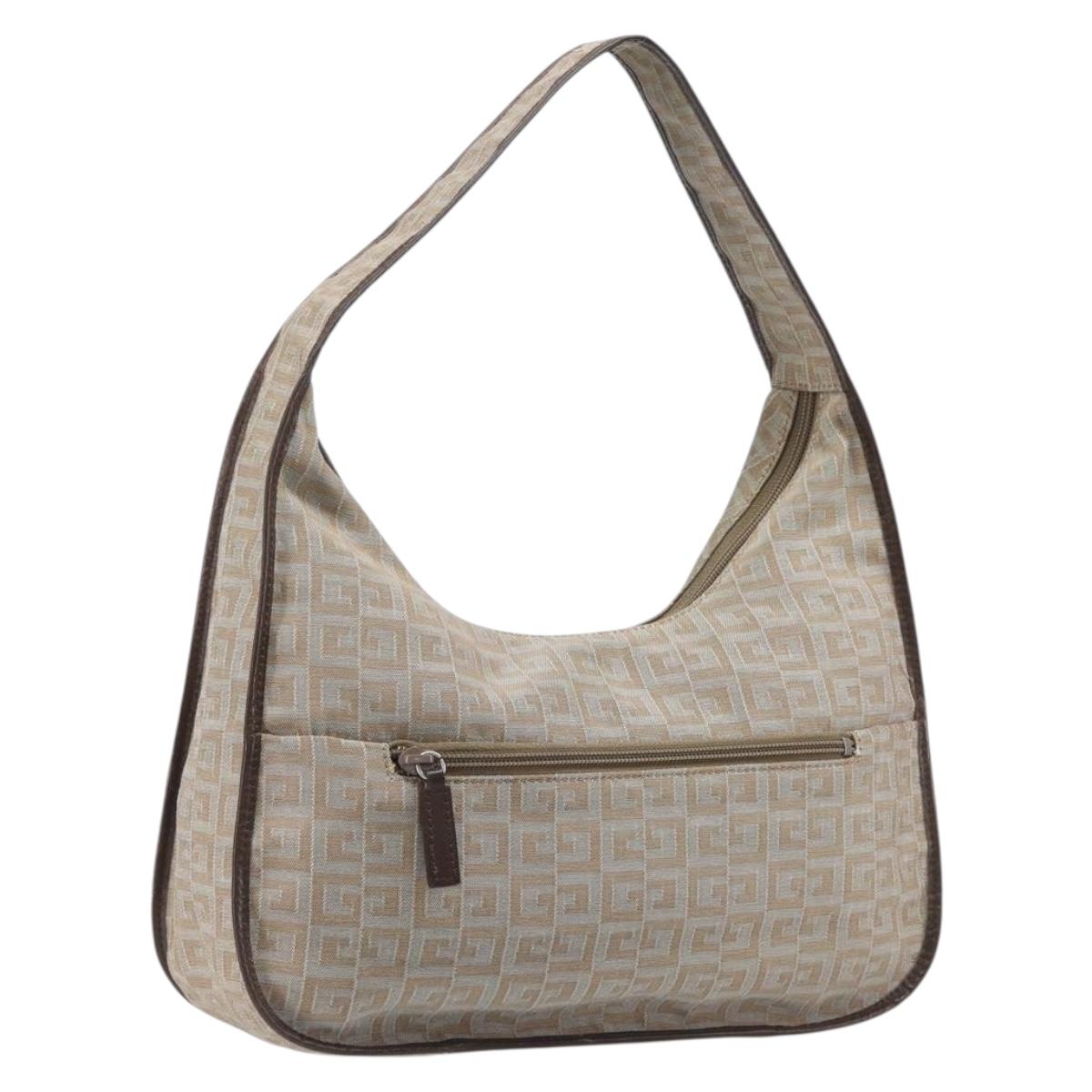 GIVENCHY Shoulder Bag Canvas Beige Silver Auth 209801A