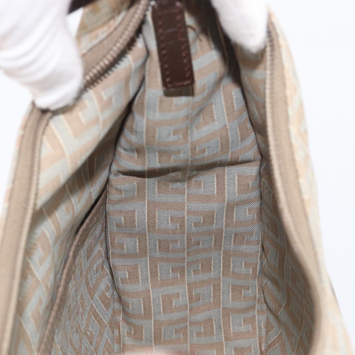 GIVENCHY Shoulder Bag Canvas Beige Silver Auth 209801A