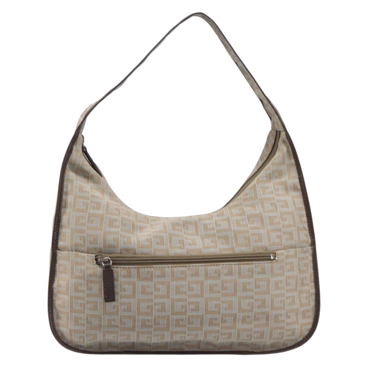 GIVENCHY Shoulder Bag Canvas Beige Silver Auth 209801A