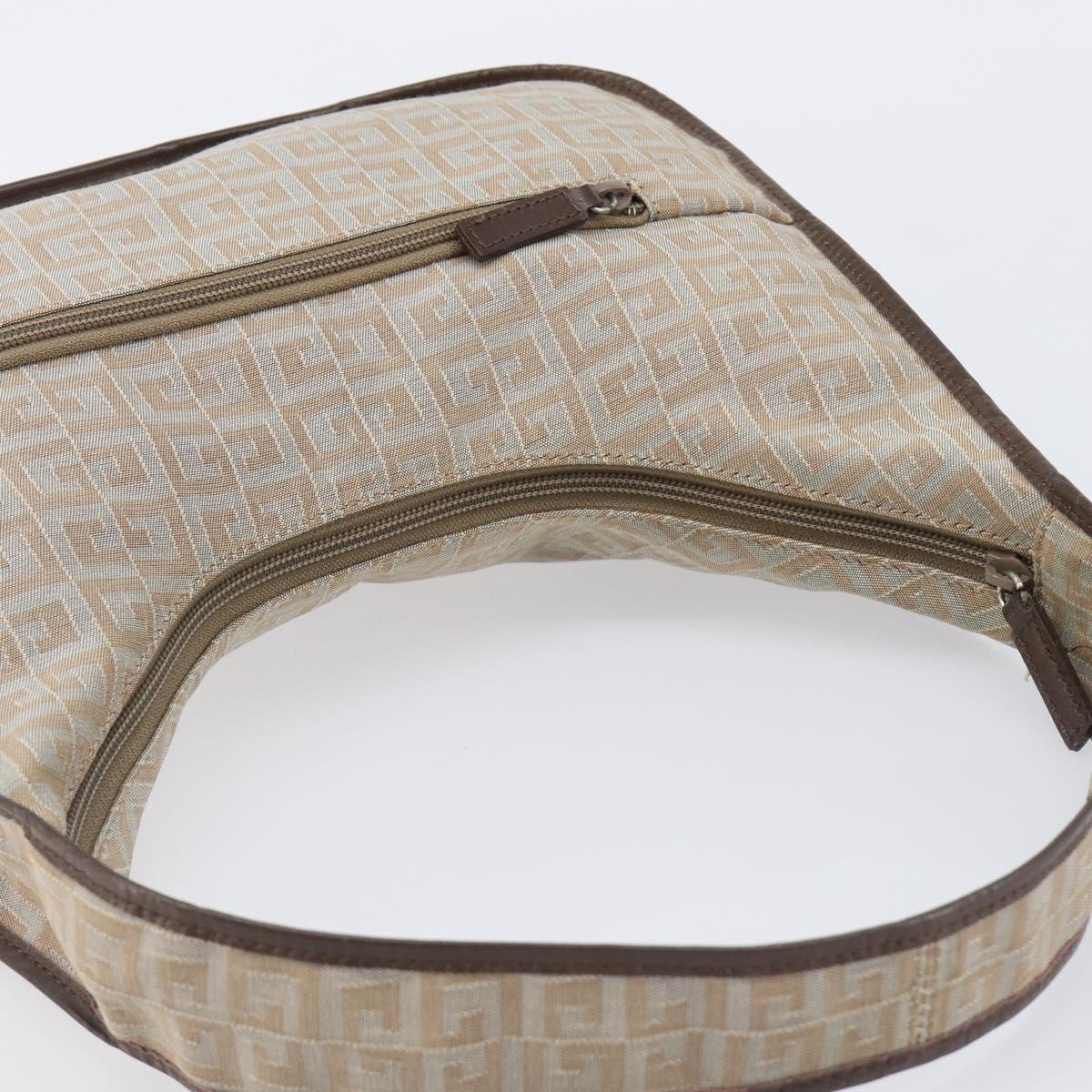 GIVENCHY Shoulder Bag Canvas Beige Silver Auth 209801A