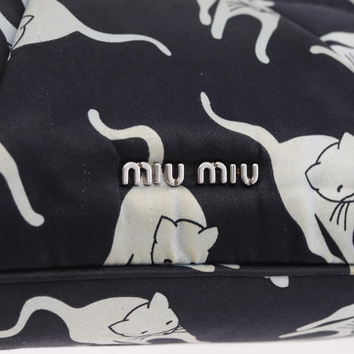Miu Miu Clutch Bag Satin Black Silver Auth 209803A