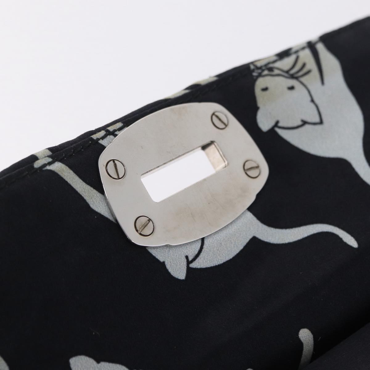 Miu Miu Clutch Bag Satin Black Silver Auth 209803A