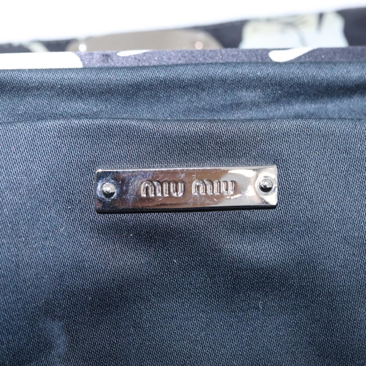 Miu Miu Clutch Bag Satin Black Silver Auth 209803A