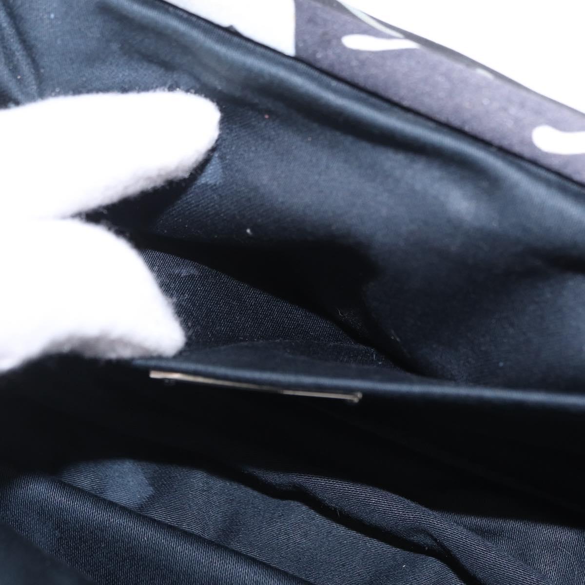 Miu Miu Clutch Bag Satin Black Silver Auth 209803A