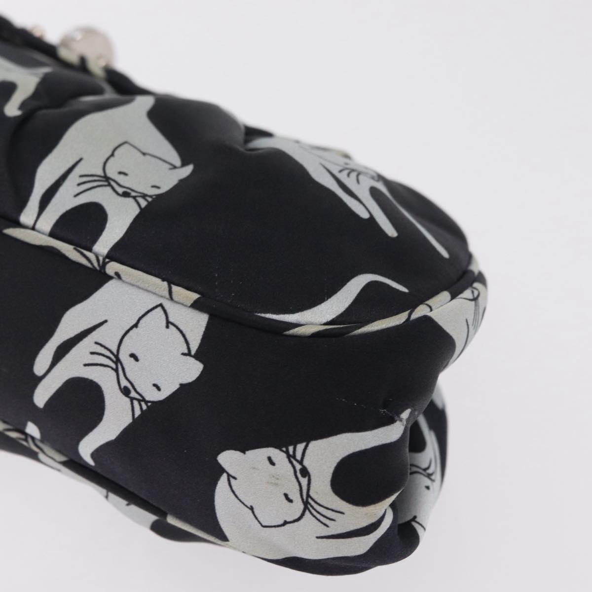 Miu Miu Clutch Bag Satin Black Silver Auth 209803A