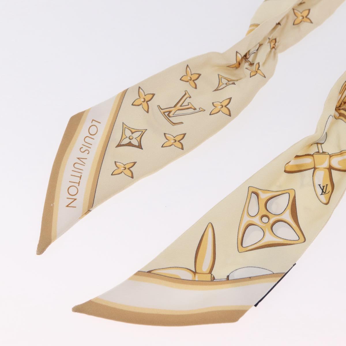 LOUIS VUITTON Bandeau BB Louisette Scarf Silk Beige M79619 LV Auth 209812