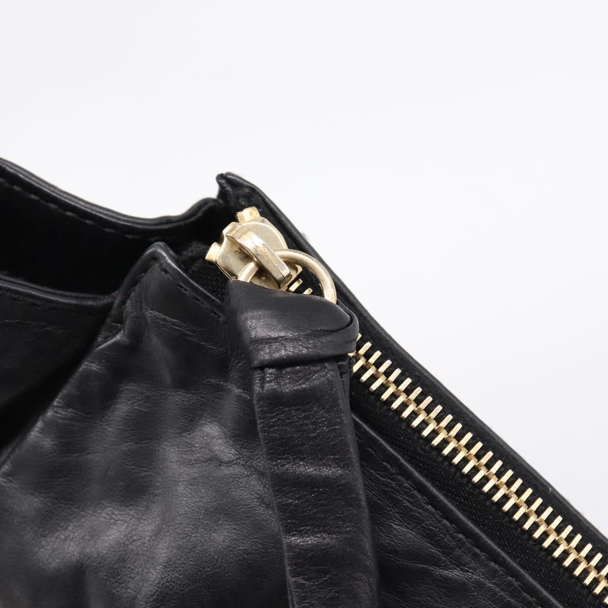 GUCCI Clutch Bag Leather Black Gold 197015 Auth 209831V