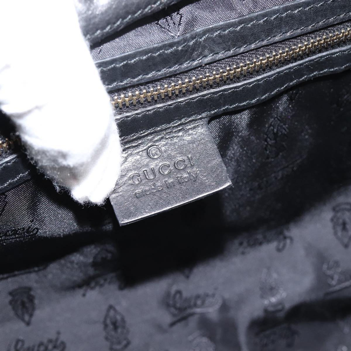 GUCCI Clutch Bag Leather Black Gold 197015 Auth 209831V