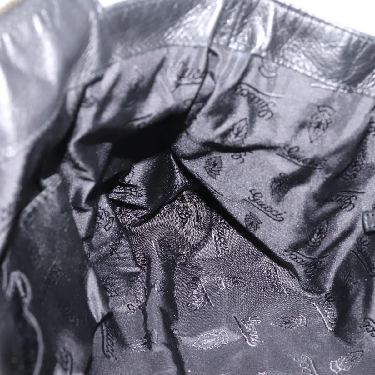 GUCCI Clutch Bag Leather Black Gold 197015 Auth 209831V
