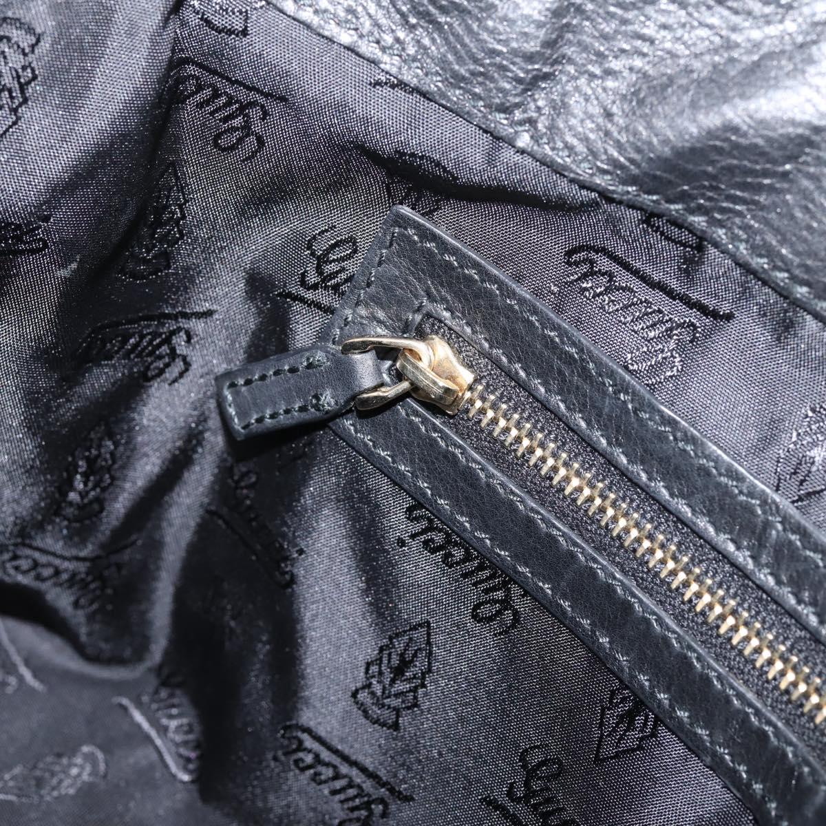 GUCCI Clutch Bag Leather Black Gold 197015 Auth 209831V