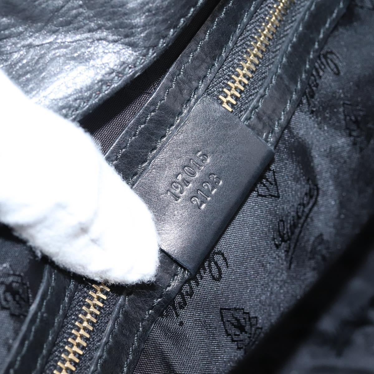 GUCCI Clutch Bag Leather Black Gold 197015 Auth 209831V