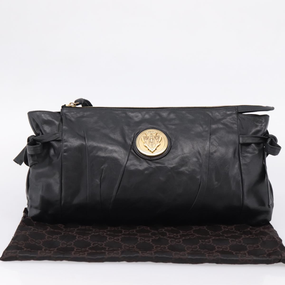 GUCCI Clutch Bag Leather Black Gold 197015 Auth 209831V
