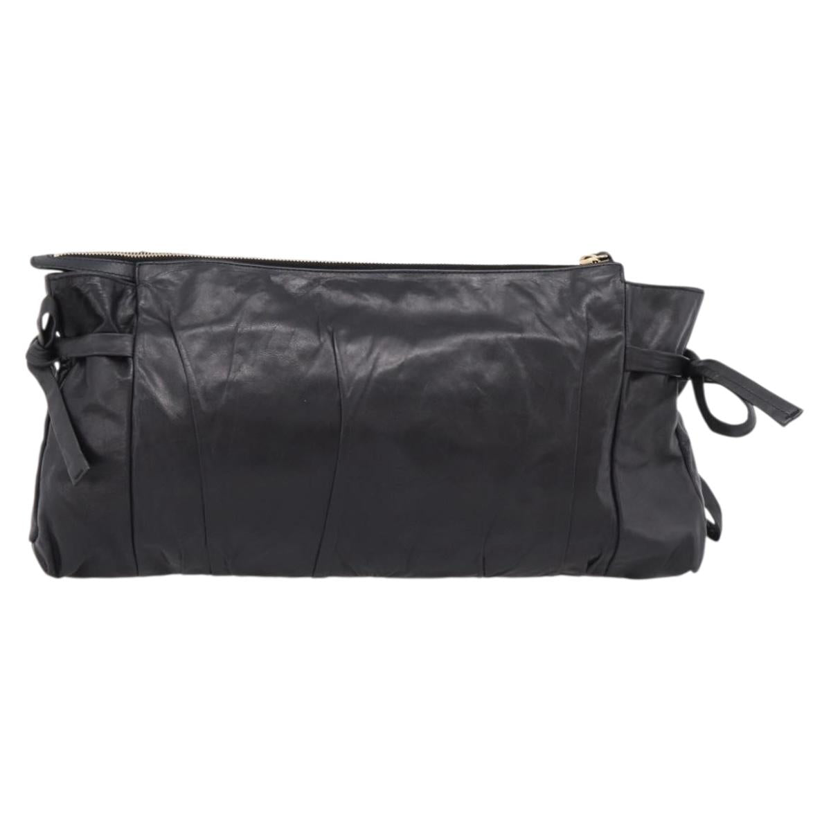 GUCCI Clutch Bag Leather Black Gold 197015 Auth 209831V