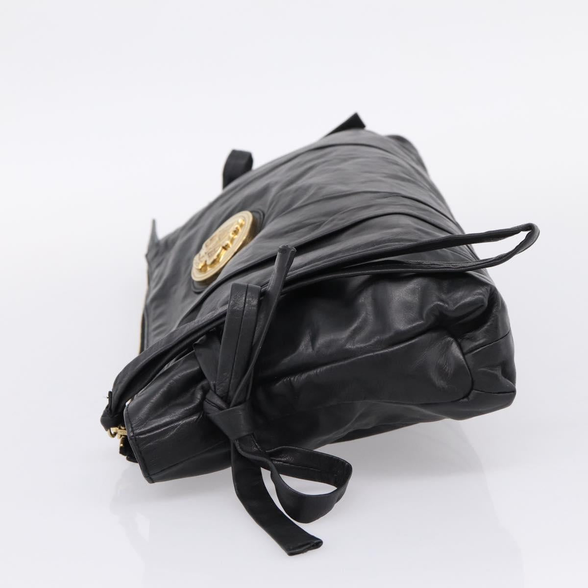 GUCCI Clutch Bag Leather Black Gold 197015 Auth 209831V