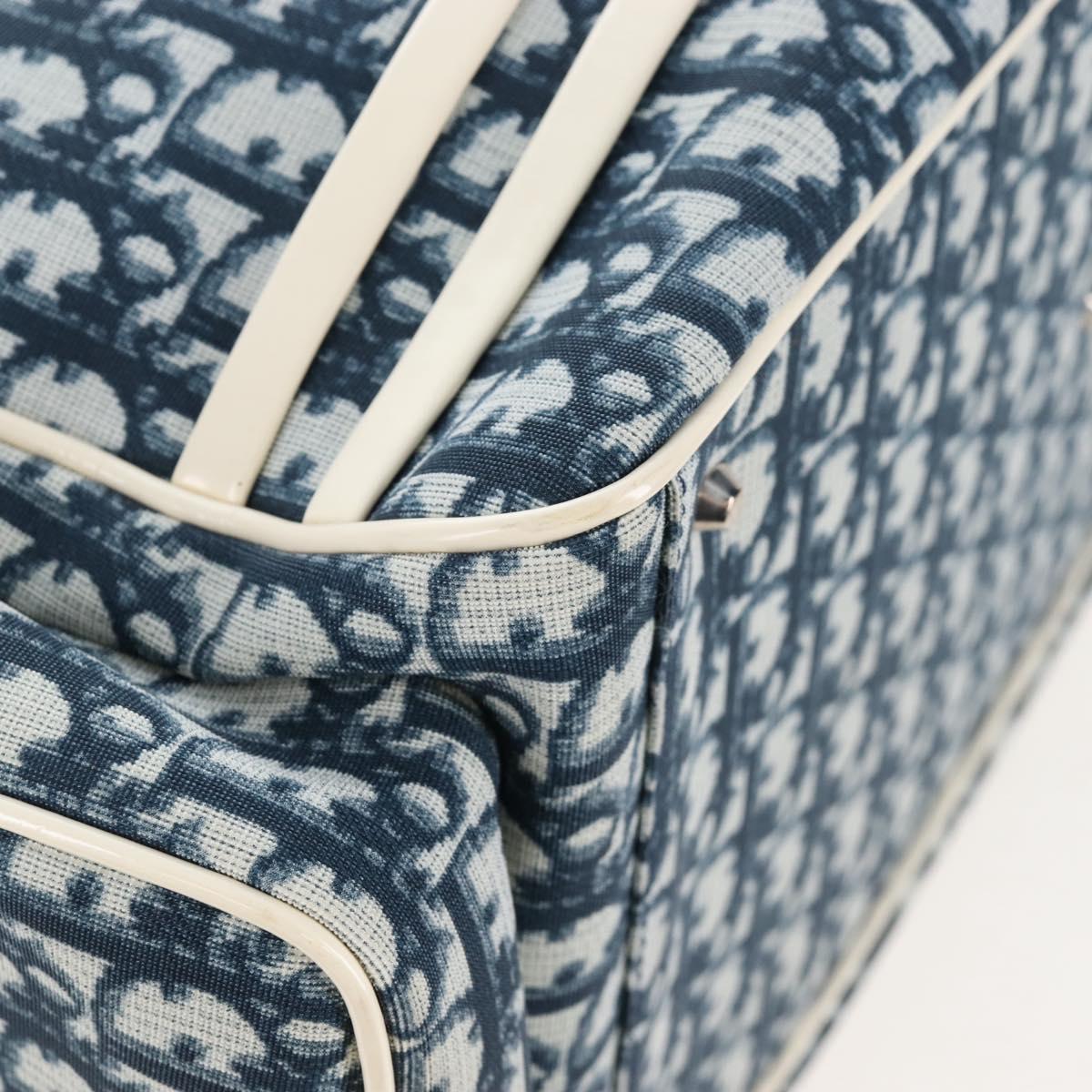 Christian Dior Trotter Canvas Boston Bag PVC 2way Navy Silver Auth 209836V