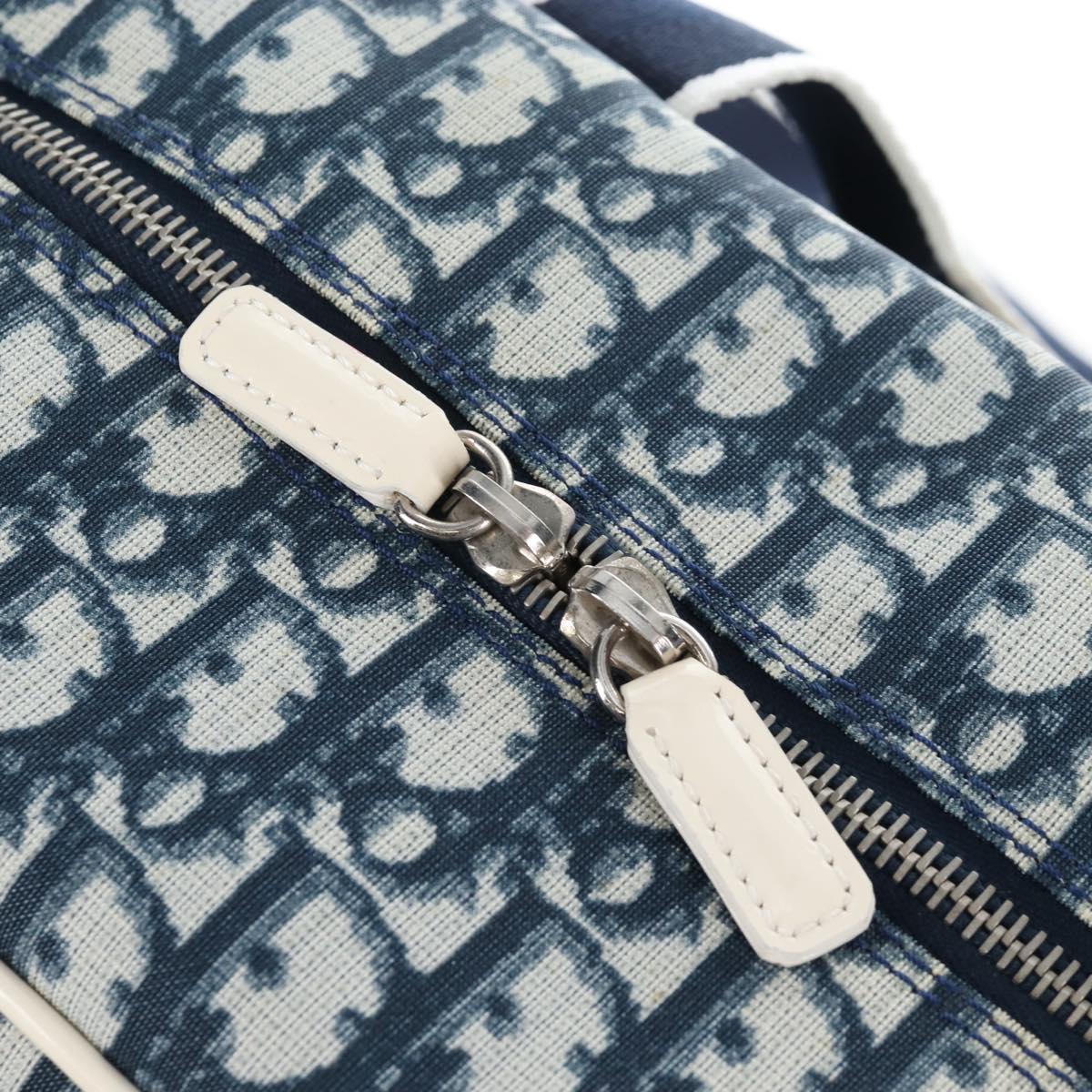 Christian Dior Trotter Canvas Boston Bag PVC 2way Navy Silver Auth 209836V