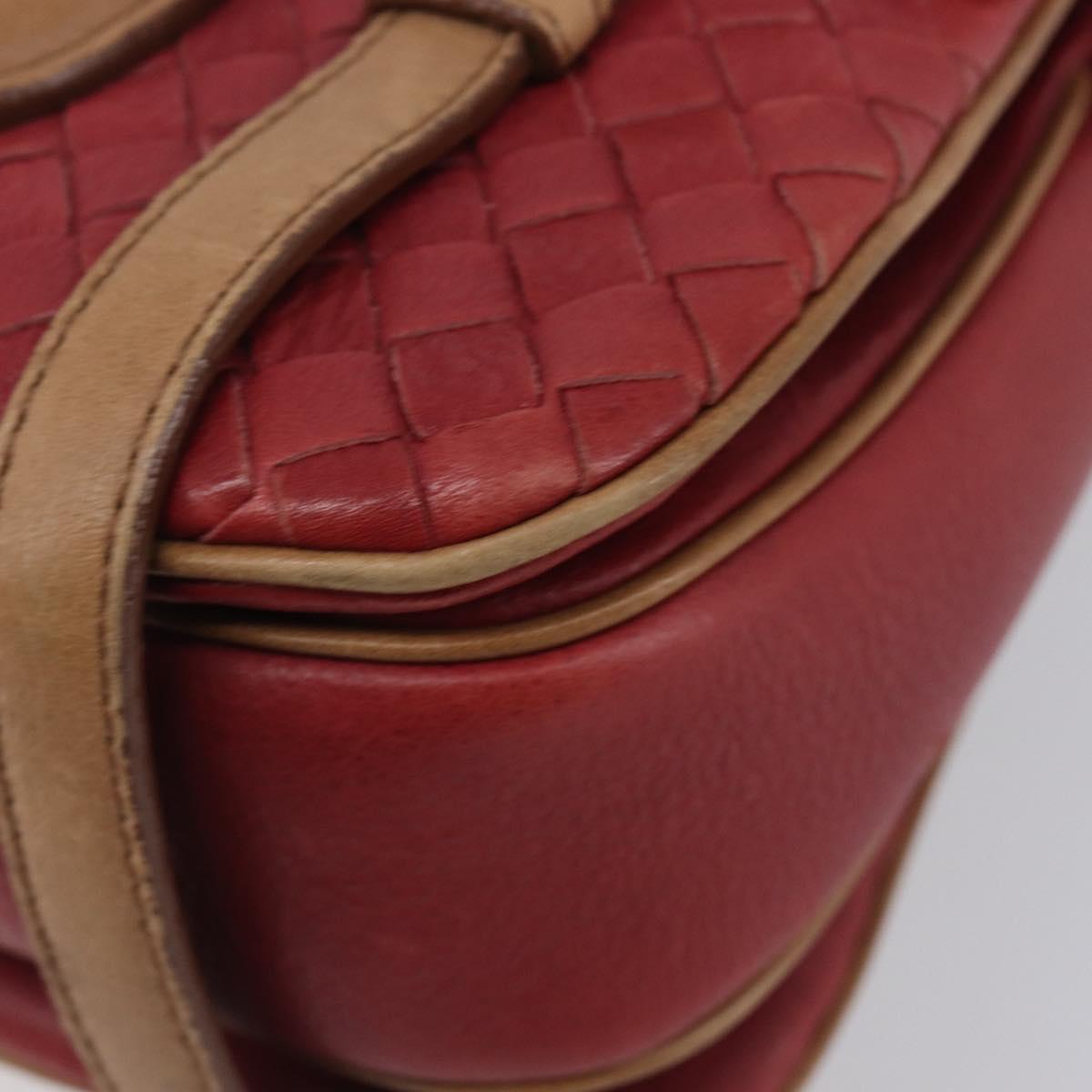 Bottega Veneta INTRECCIATO Hand Bag Leather Outlet Red Gold Auth 209838V