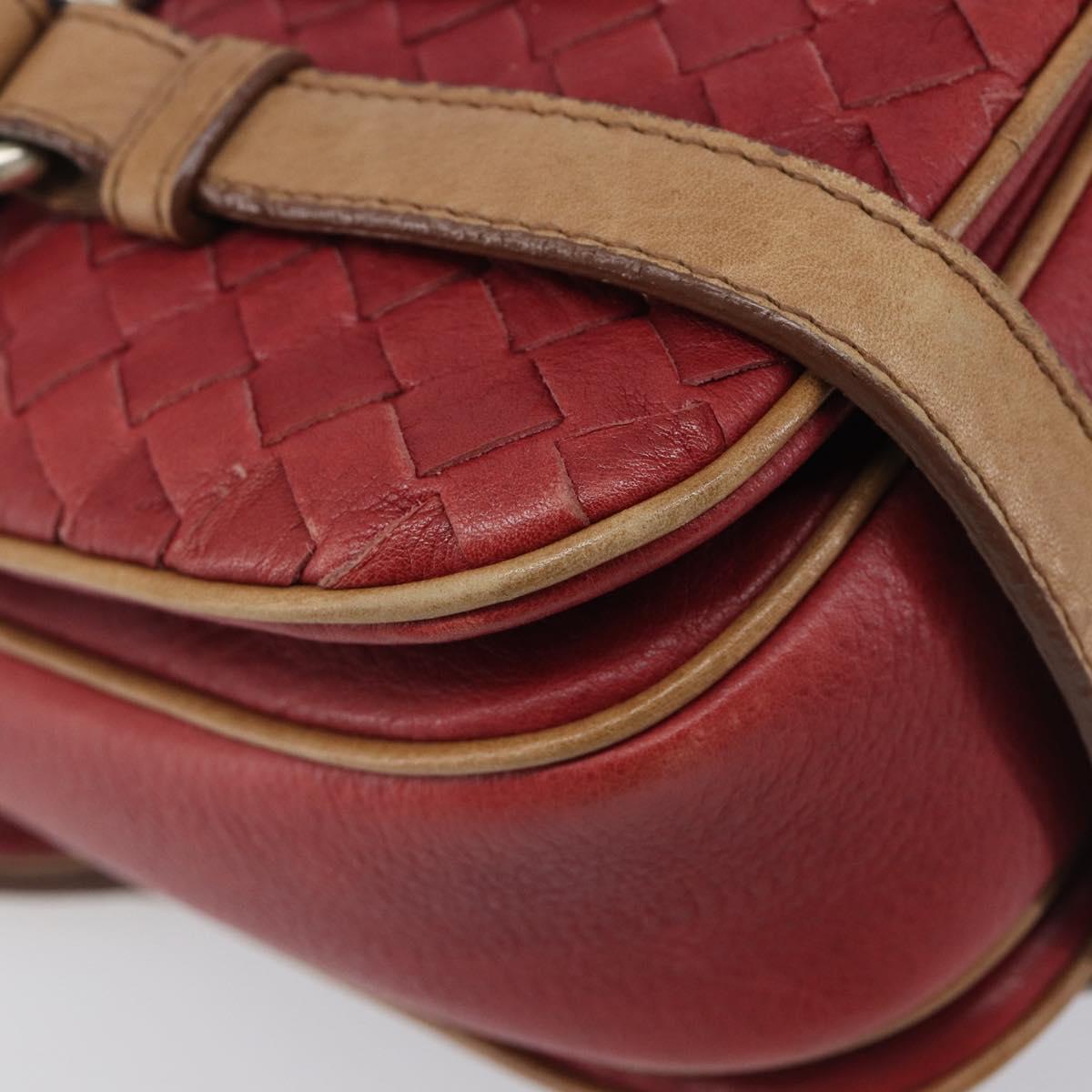 Bottega Veneta INTRECCIATO Hand Bag Leather Outlet Red Gold Auth 209838V