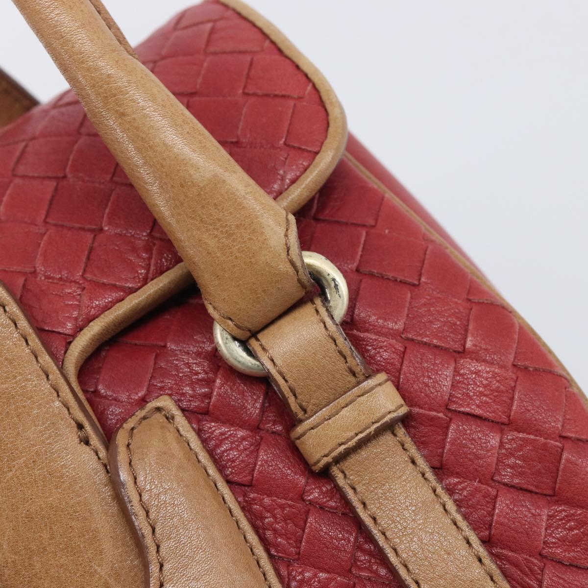 Bottega Veneta INTRECCIATO Hand Bag Leather Outlet Red Gold Auth 209838V