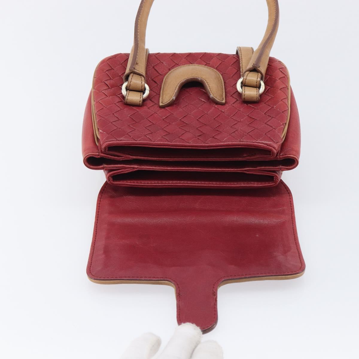 Bottega Veneta INTRECCIATO Hand Bag Leather Outlet Red Gold Auth 209838V