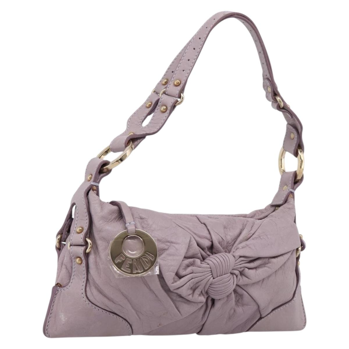 FENDI Shoulder Bag Leather Purple Gold 8BR414 Auth 209839V