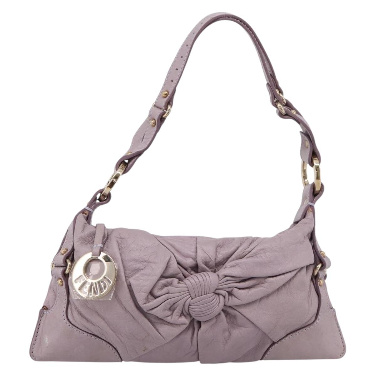 FENDI Shoulder Bag Leather Purple Gold 8BR414 Auth 209839V