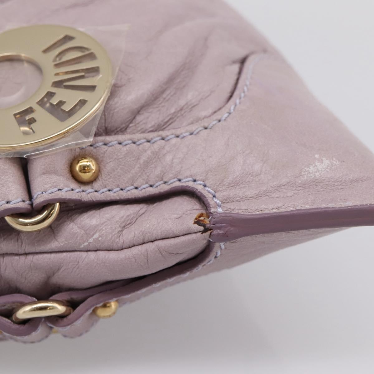 FENDI Shoulder Bag Leather Purple Gold 8BR414 Auth 209839V