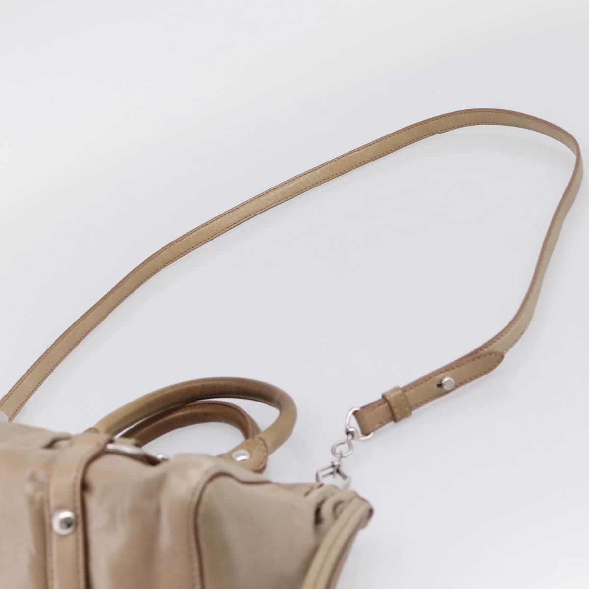 Miu Miu Hand Bag Vitellolux 2way Beige Silver Auth 209843V