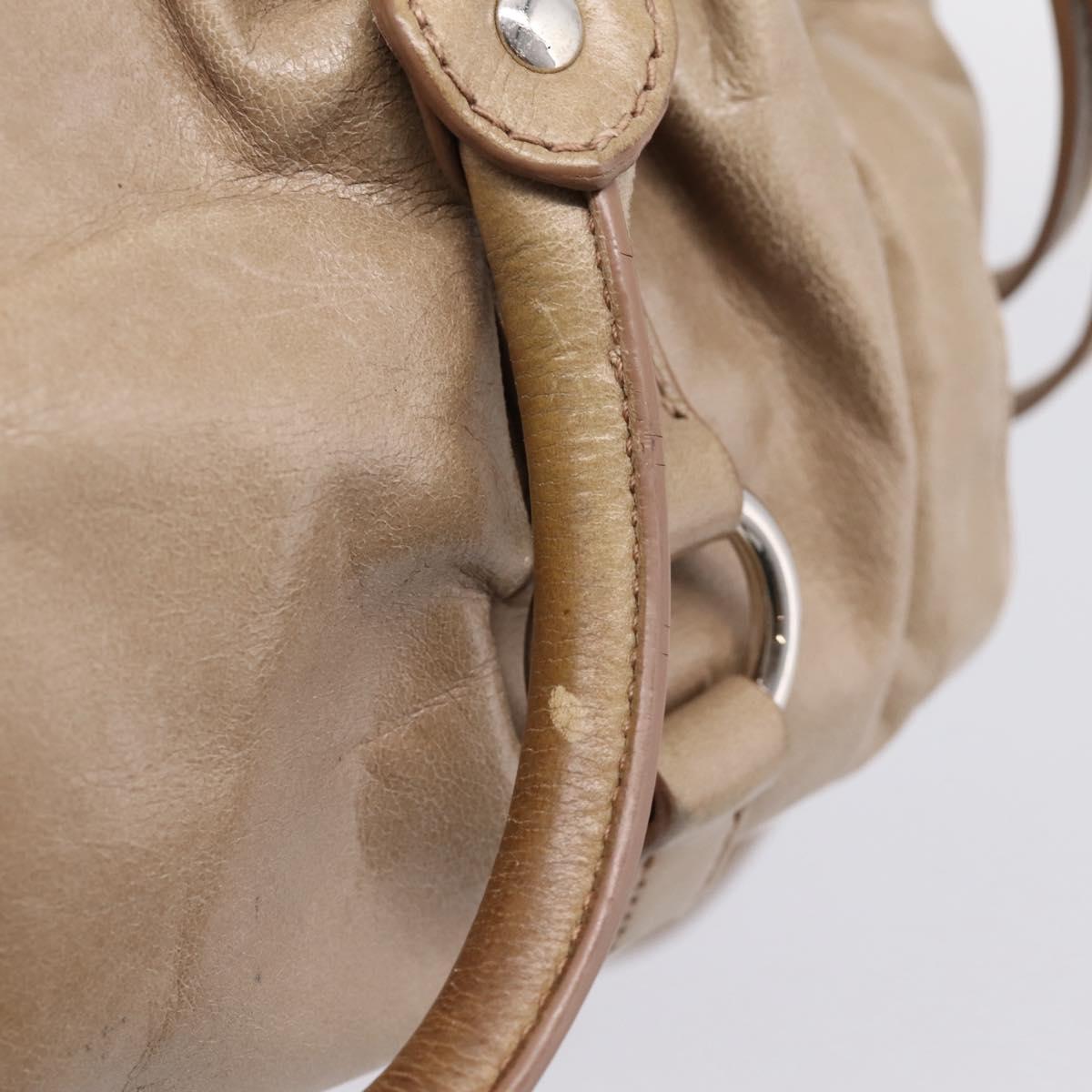 Miu Miu Hand Bag Vitellolux 2way Beige Silver Auth 209843V