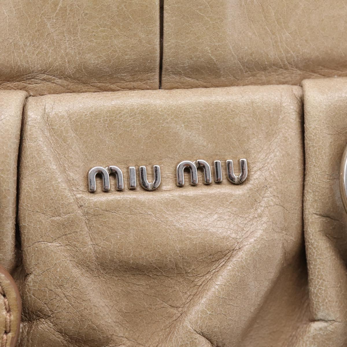 Miu Miu Hand Bag Vitellolux 2way Beige Silver Auth 209843V